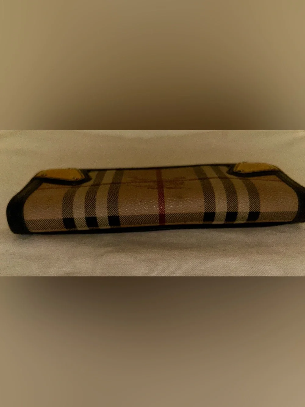 Burberry Beige Plaid Wallet with Black Trim and Gold Accents - Picture 5 of 8